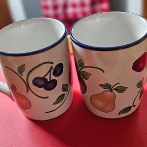 princess house orchard medley pattern set of two coffee cups.